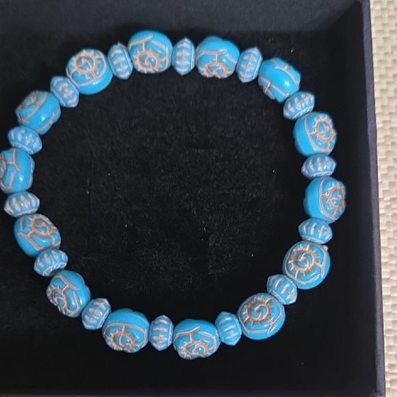 Turquoise and Gold Beaded Bracelet Set - Picture 2 of 4